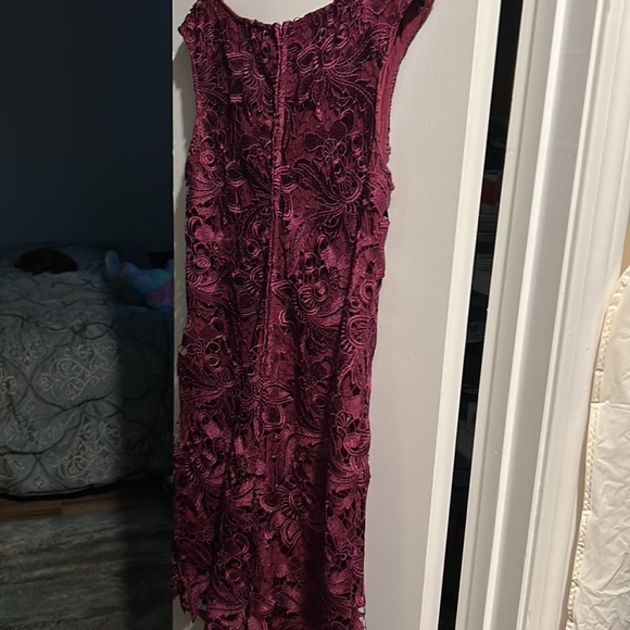 Lauren by Ralph Lauren burgundy lace cocktail dress size 14 - Picture 5 of 5